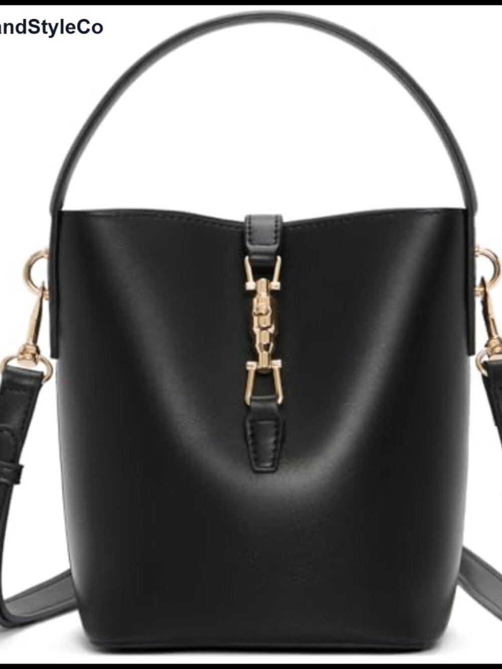Small Vegan Leather Bucket Bag Crossbody Purse with Removable Strap